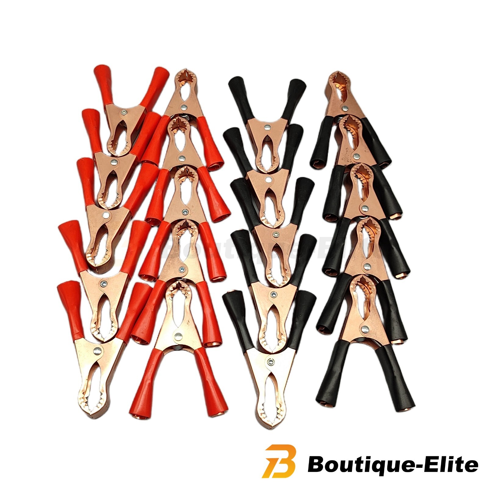 Red & Black Car Battery Test Lead Clip Crocodile Alligator Clamps 80mm 50A 20pcs