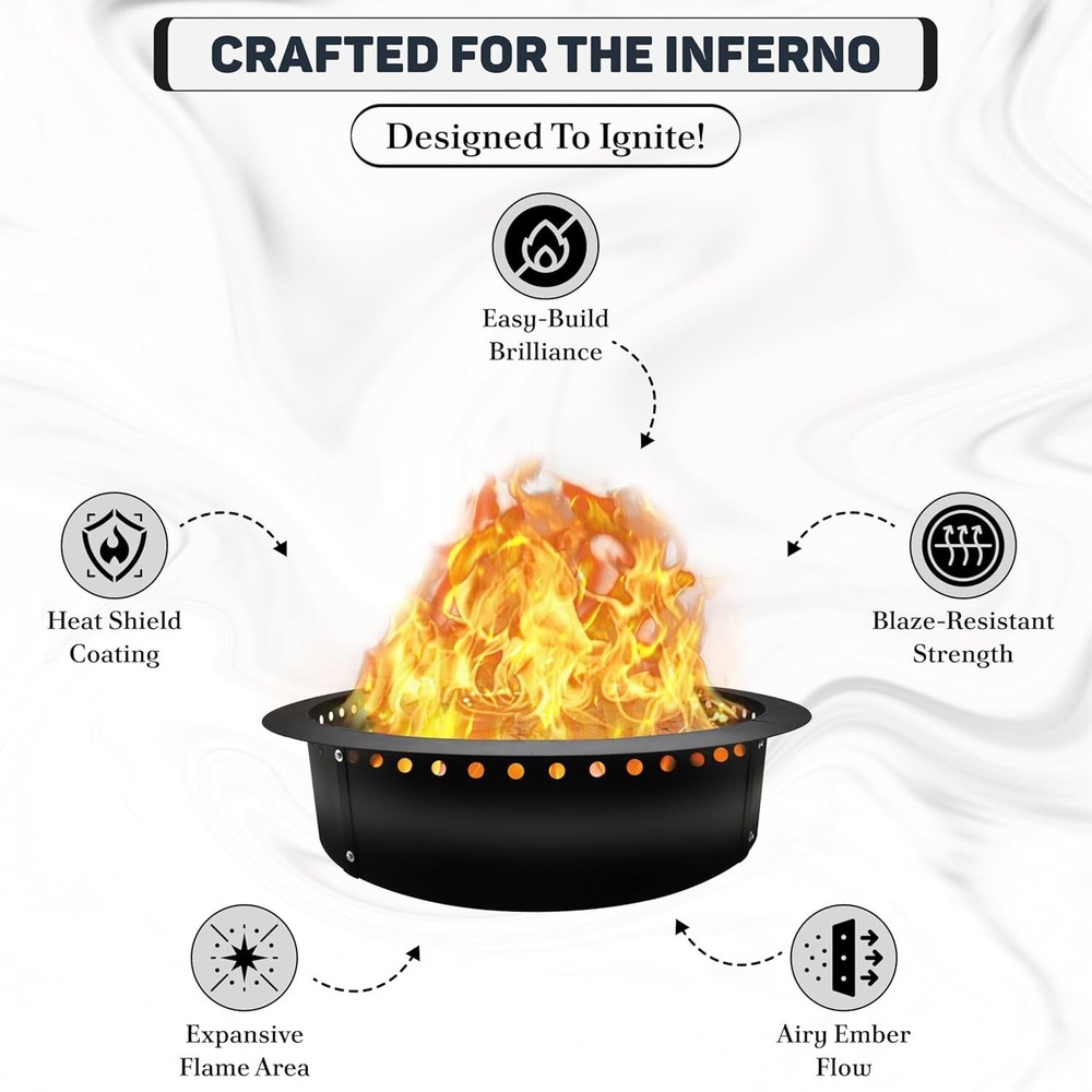 FEBTECH Smokeless Firepit Ring 45" OD & 39" ID for Outdoor Fire pits