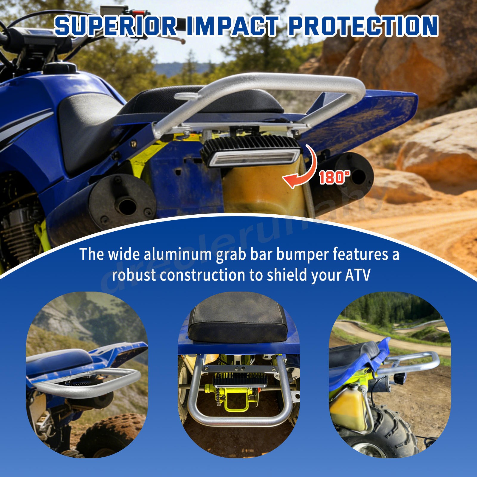 Rear Grab Bar Bumper & LED Tail Light Kit For Yamaha Blaster 200 ATV 1988-2006