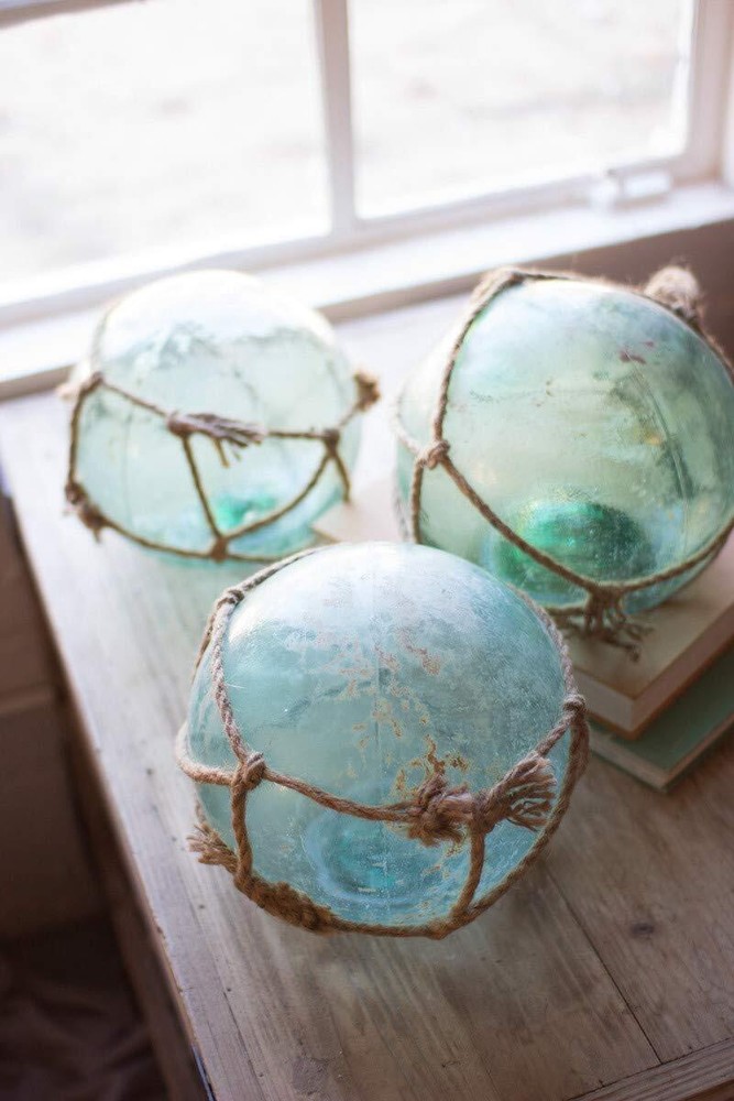 KALALOU Antique Glass Float Decor One Size Blue