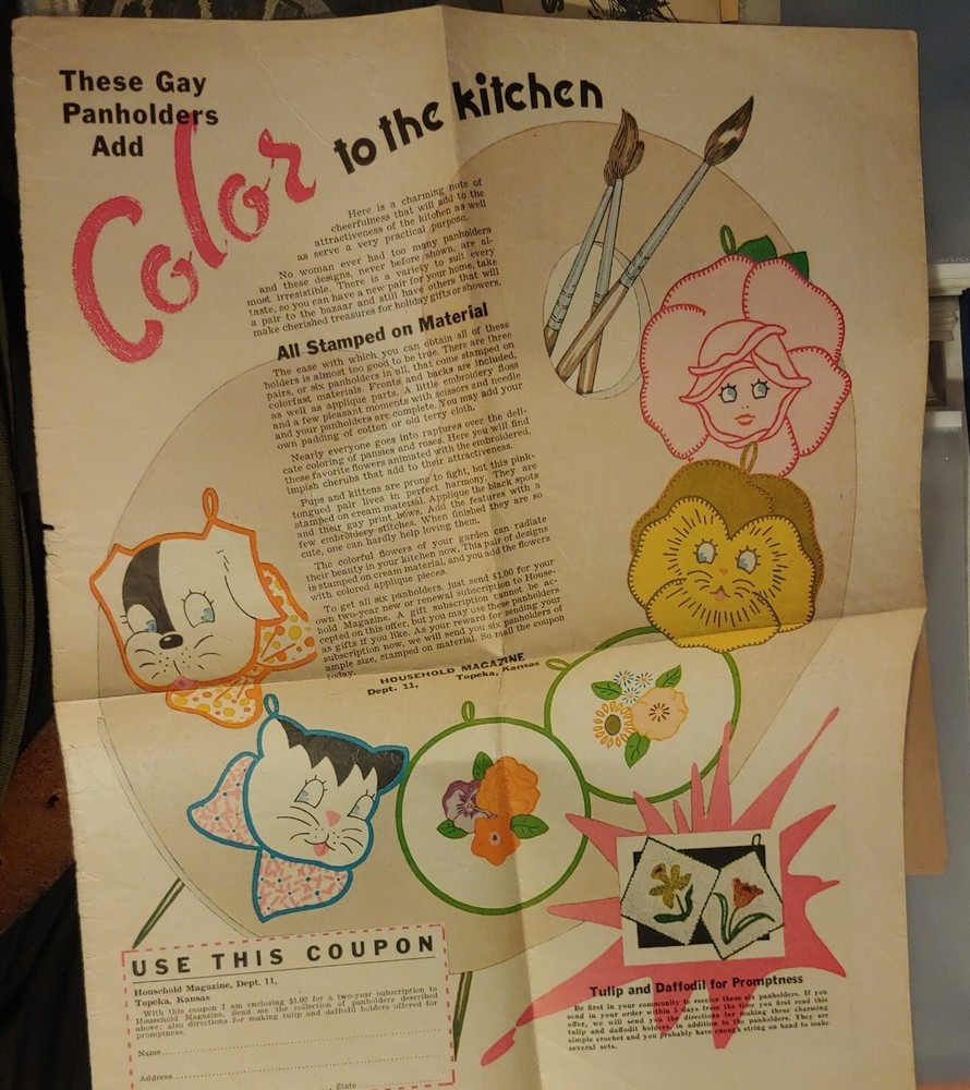 Vintage Crochet Embroidery Crewel Needlepoint etc. Patterns Scrapbook