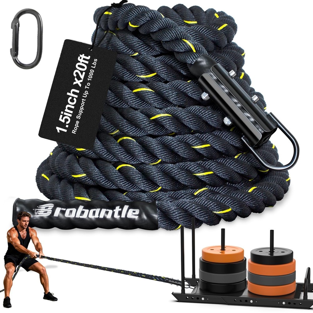 Weight Sled Pulling Rope 15FT/20FT/30FT/40FT, Trainer Physical Training Stren...