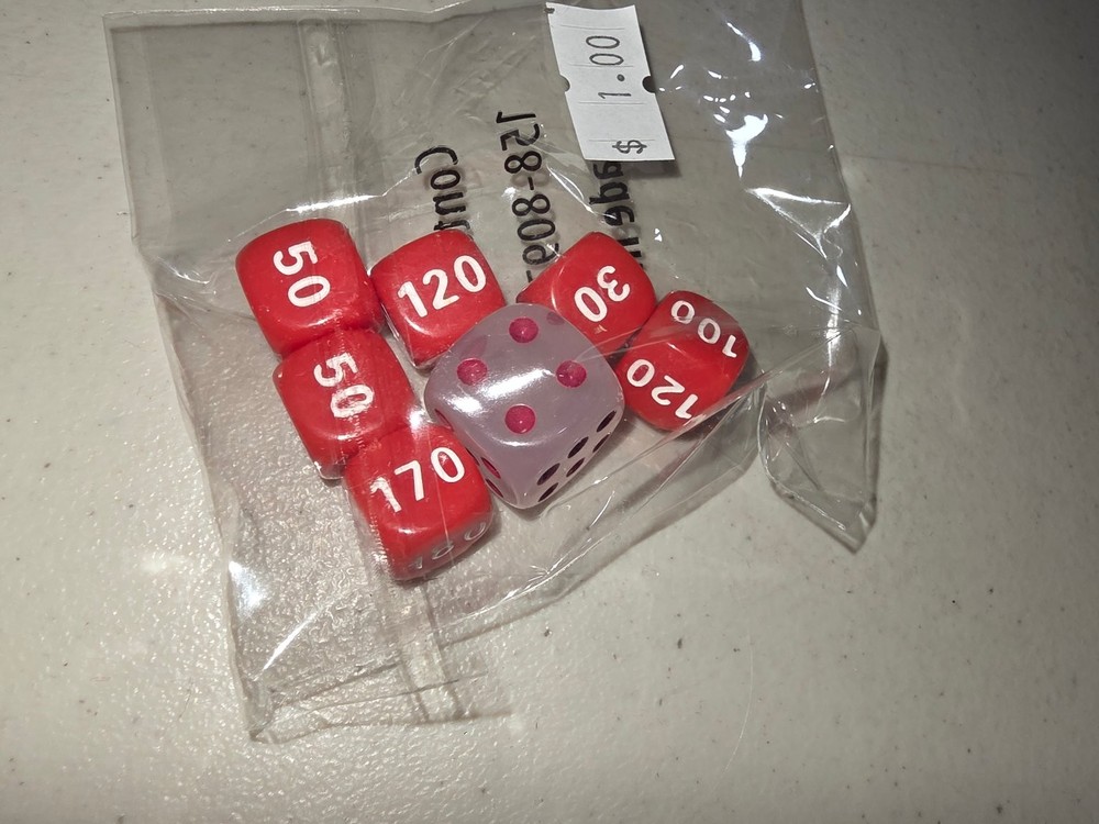 Pokemon Counters Dice Set Red Polyhedral D6 Made in China