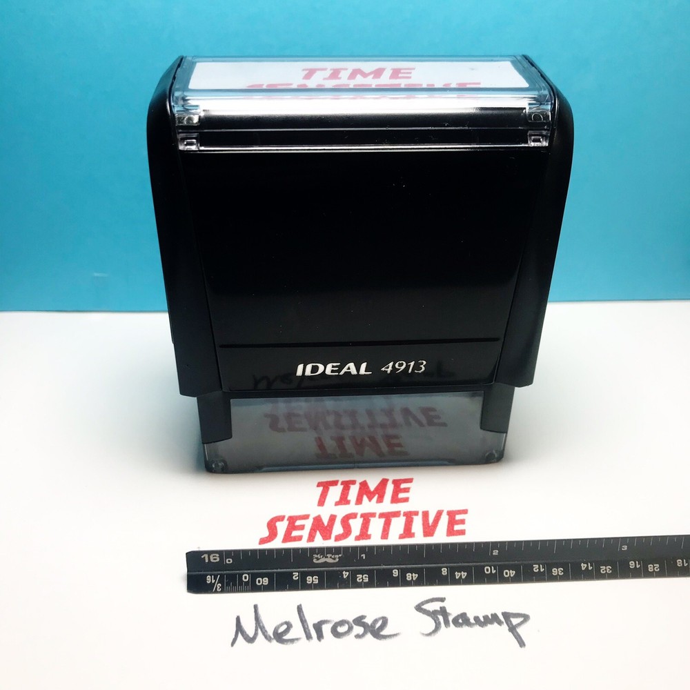 Time Sensitive Rubber Stamp Red Ink Self Inking Ideal 4913