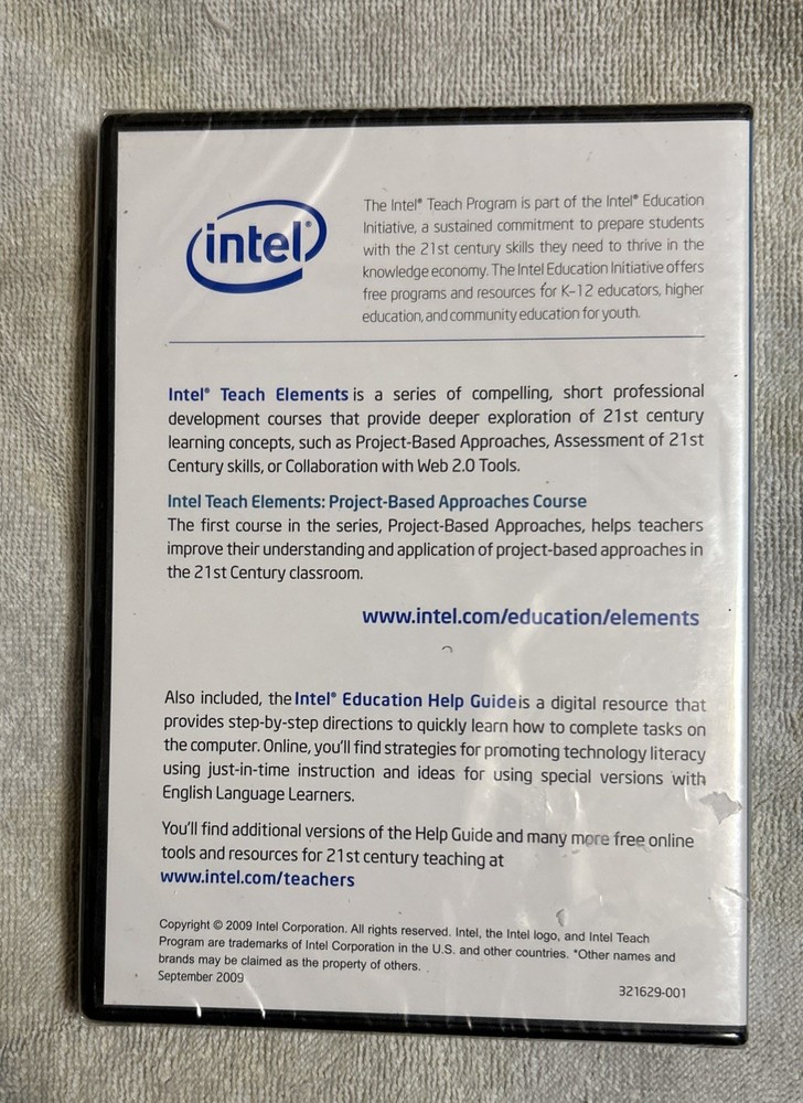 sealed Intel Teach Elements software package from September 2009