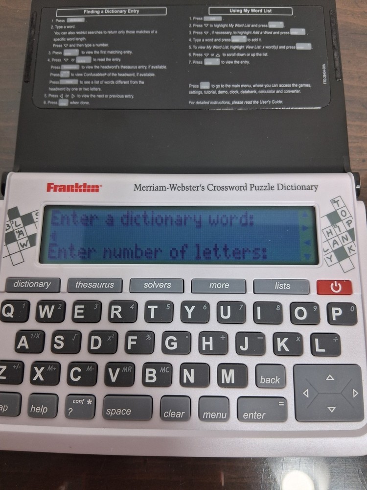 Franklin Webster Crossword Puzzle Dictionary - Model CWP-570