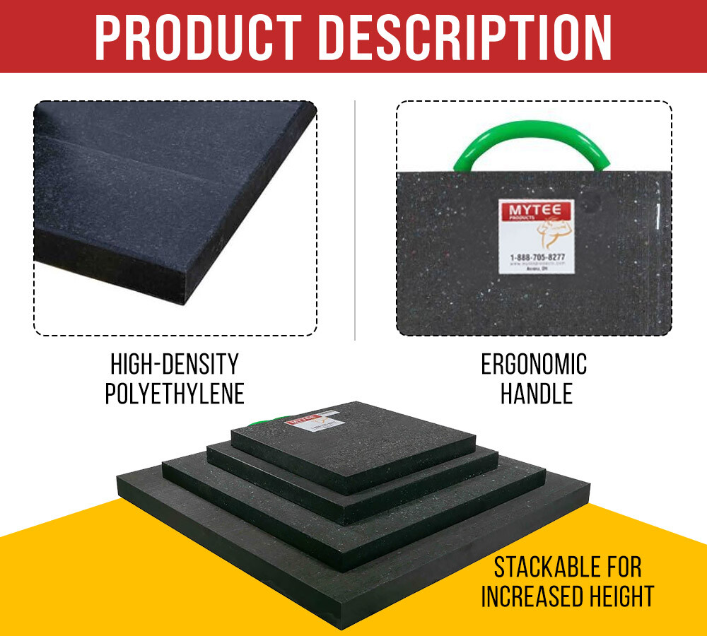 4 Pk Medium Outrigger Pad 18"x18"x1.5" for Crane, Wrecker, Tow Truck, - Black