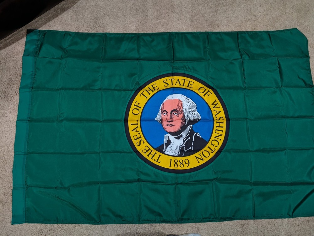 Nylon Washington State Flag. Double Sided.  Never Flown