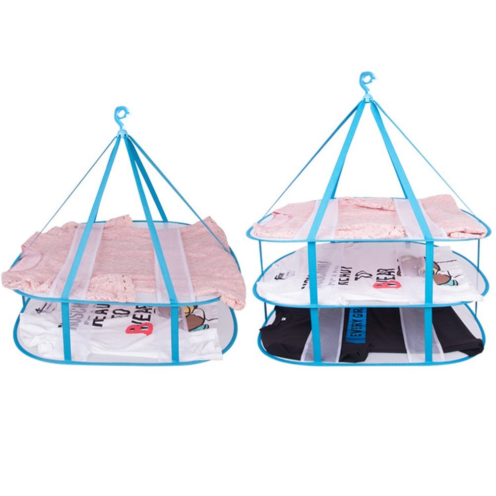 Laundry Basket Foldable Drying Rack for Clothes Mesh Hanging Dryer