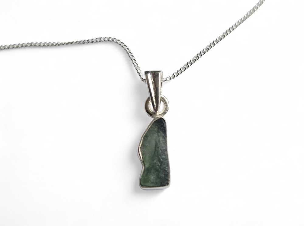 Silver Set Moldavite Pendant -2cm - Stunning Double Box Presentation