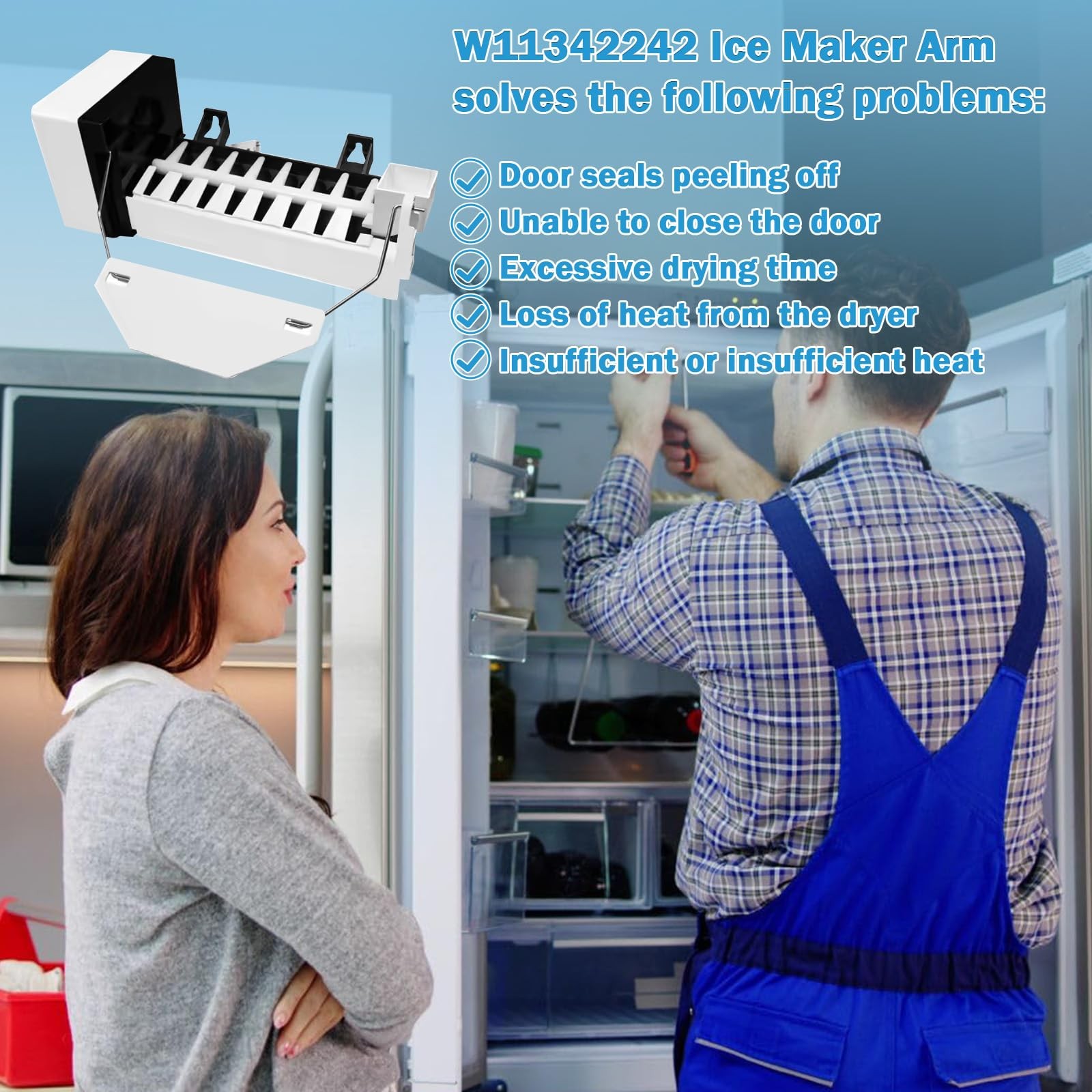 W11342242 Refrigerator Ice Maker Shut-Off Arm Fit for Whirlpool Kenmore...