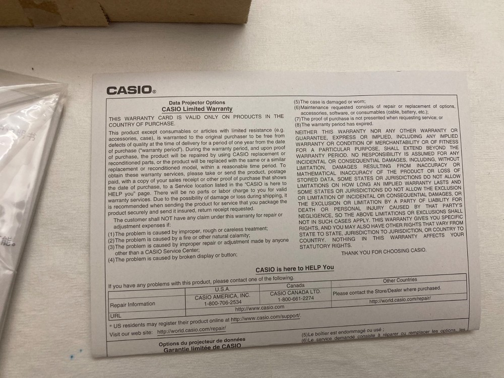 CASIO YW-41 WIRELESS LAN USB ADAPTER (For CASIO Projector)