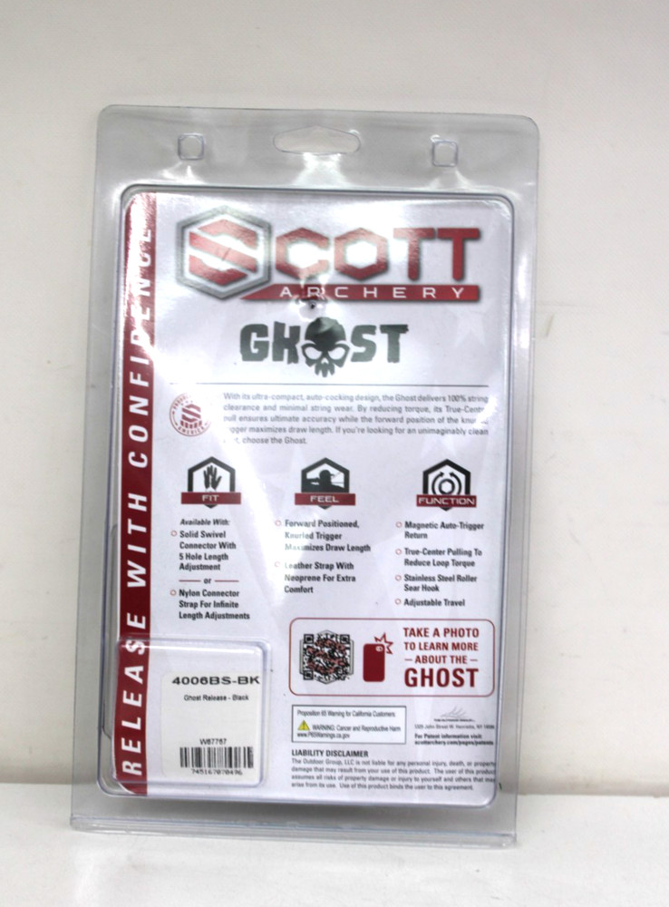 Scott Archery Ghost Bow Release Hook 4006BSBK. NEW