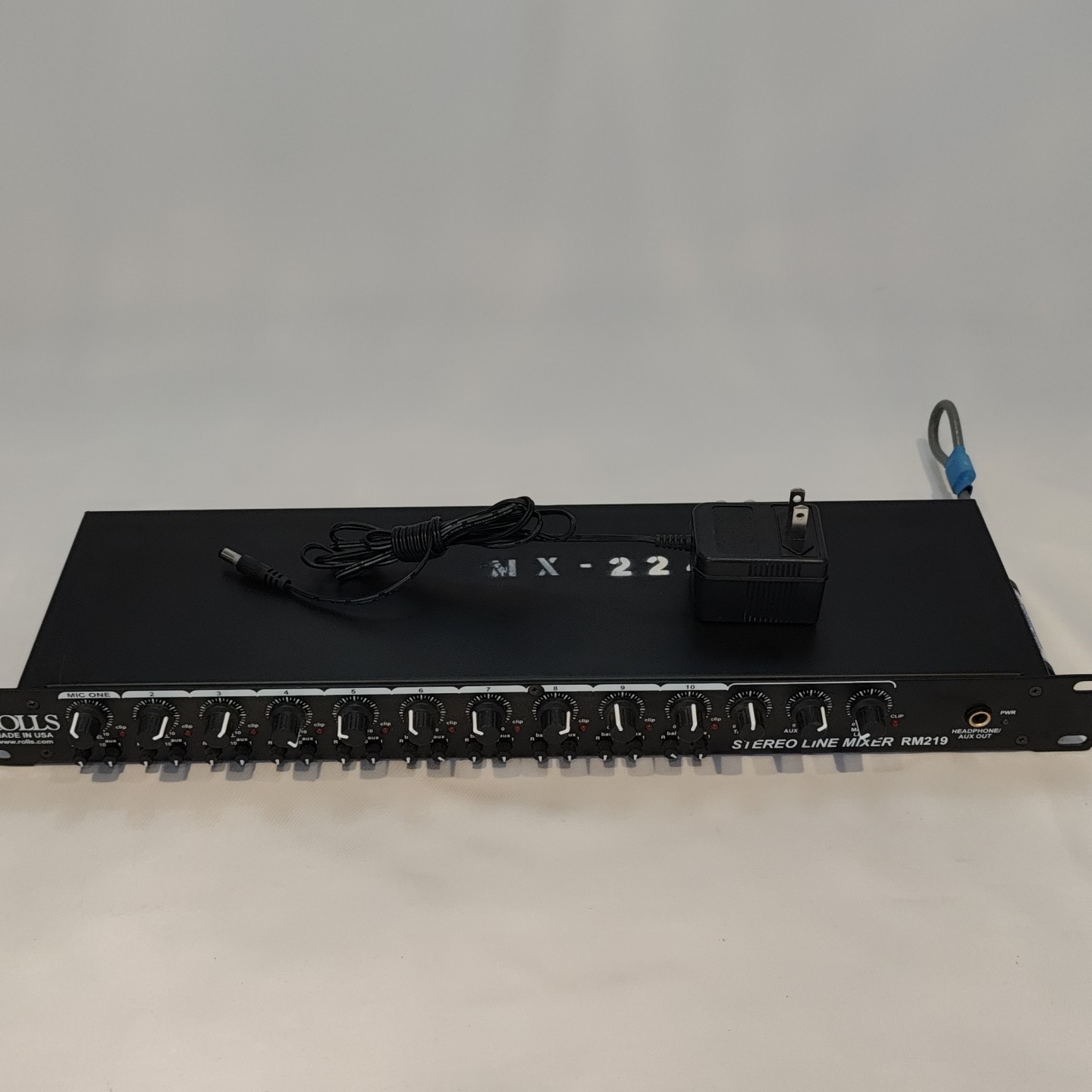 Rolls RM219 Stereo Mic Line Mixer 10 Port Includes Power Adapter Works