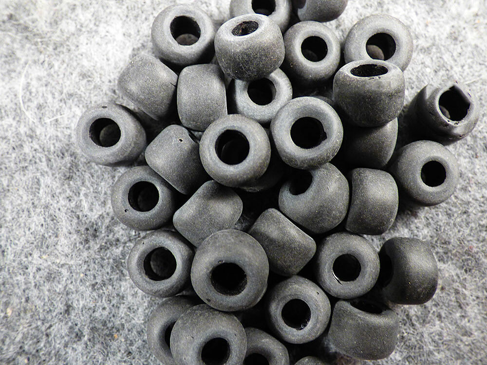 (10) Crow Indian Original Matte Black Padre Glass Trade Beads Fur Trade Era