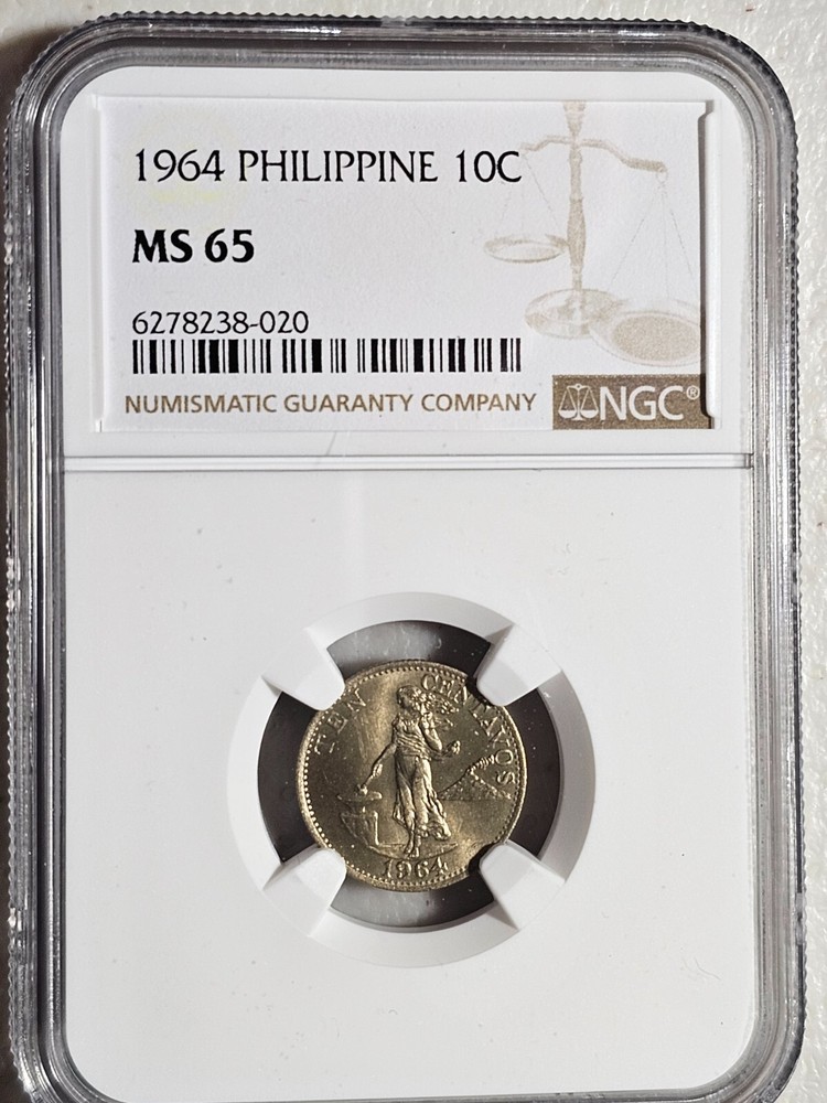 Philippines 10 Centavos 1964 NGC MS 65