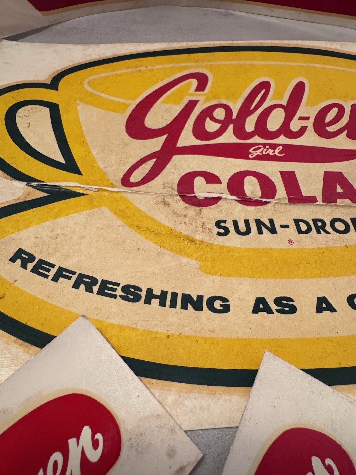 Original Sun drop, Gold-en Cola Advertisement Lot Decal Retail Stickers