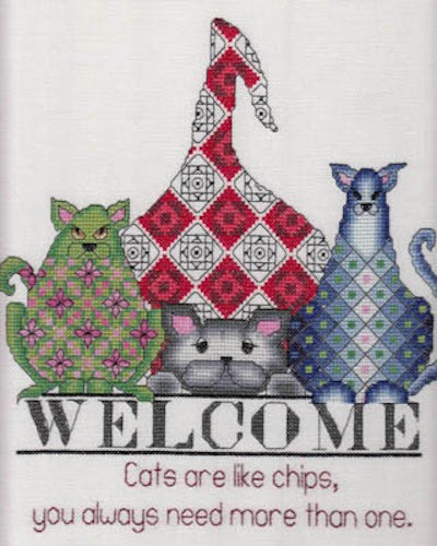 MarNic Designs Cross Stitch Pattern - 2016-07 Cats Are Like Chips