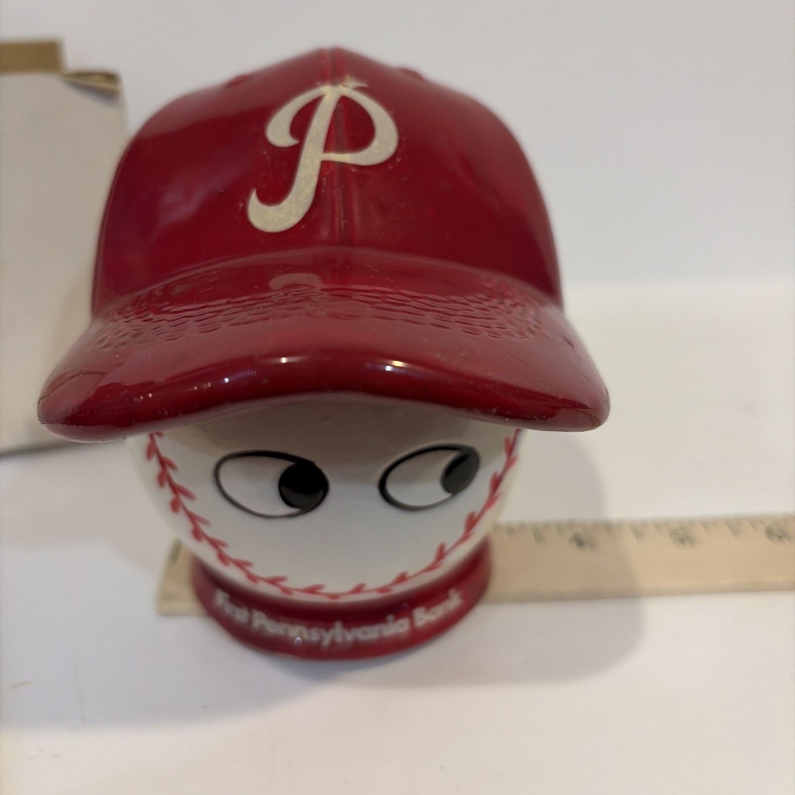 VTG First Pennsylvania Bank Philadelphia Phillies Ceramic Coin Baseball Cap WDWK
