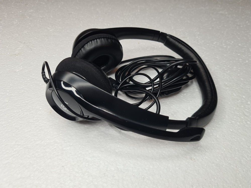 Logitech Logi Headphone Headset Wired Black USB Padded Ears Volume Control Chat