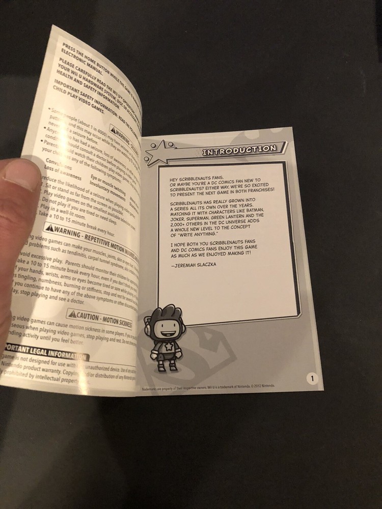 scribblenauts unmasked Wii U Manual Only