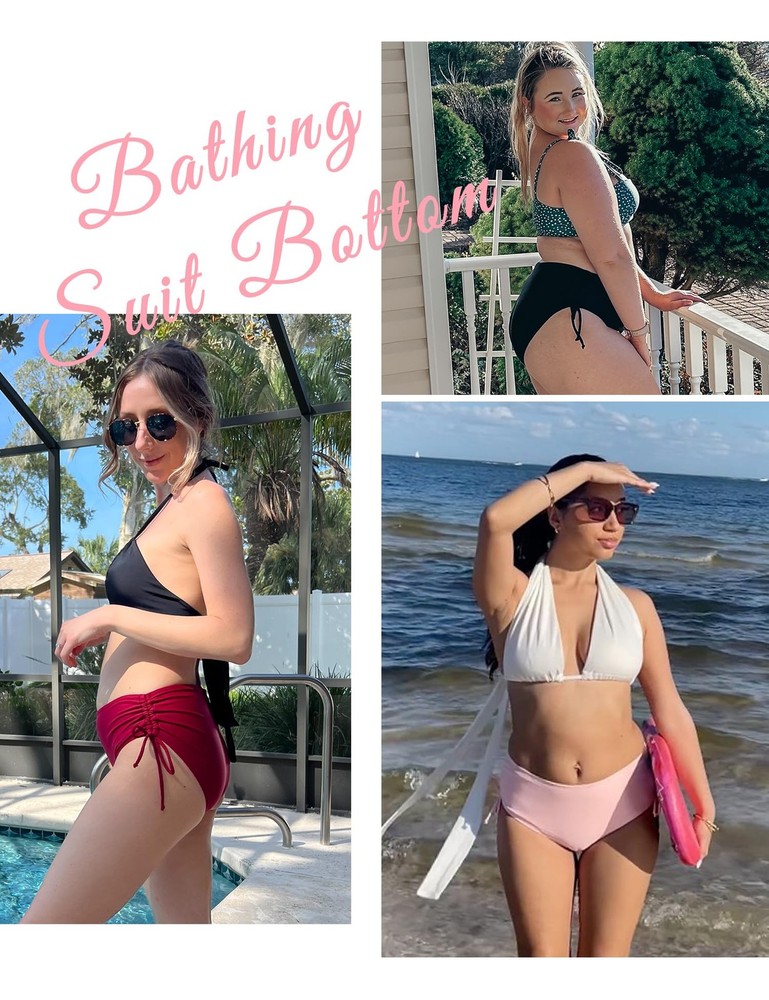 Bonneuitbebe Women Full Coverage Mid Waisted Bikini Bottom
