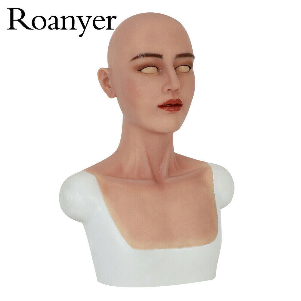 Roanyer Silicone Female Realistic Fancy Human Skin Mask Neck Cover Crossdresser