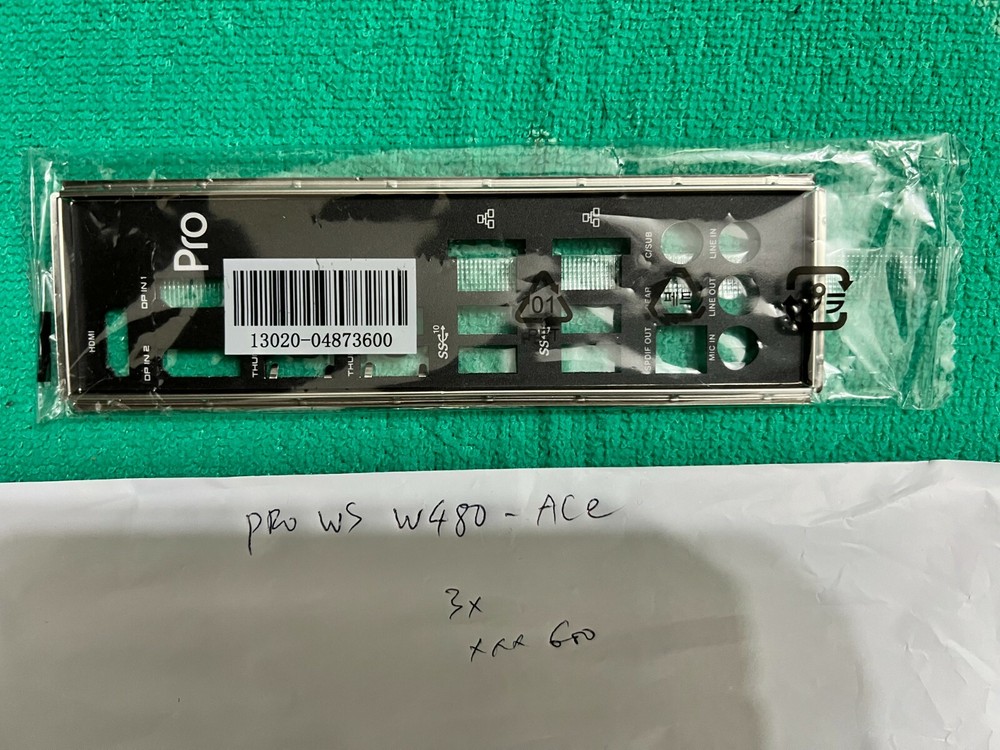 ASUS PRO WS  W480 ACE  IO SHIELD BACK PLATE (  INSULATED )   , ORIGINAL