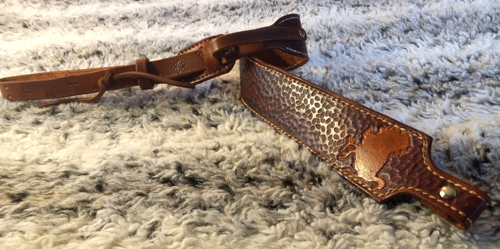 100%Full grain leather handcrafted shotgun sling