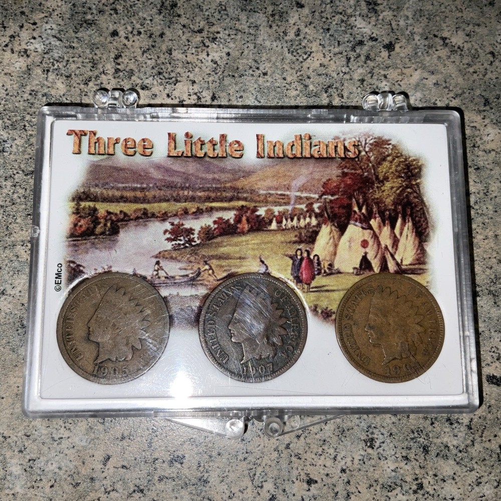 **THREE LITTLE INDIANS** THREE DECADES - IN A NICE SNAP-TITE DISPLAY CASE
