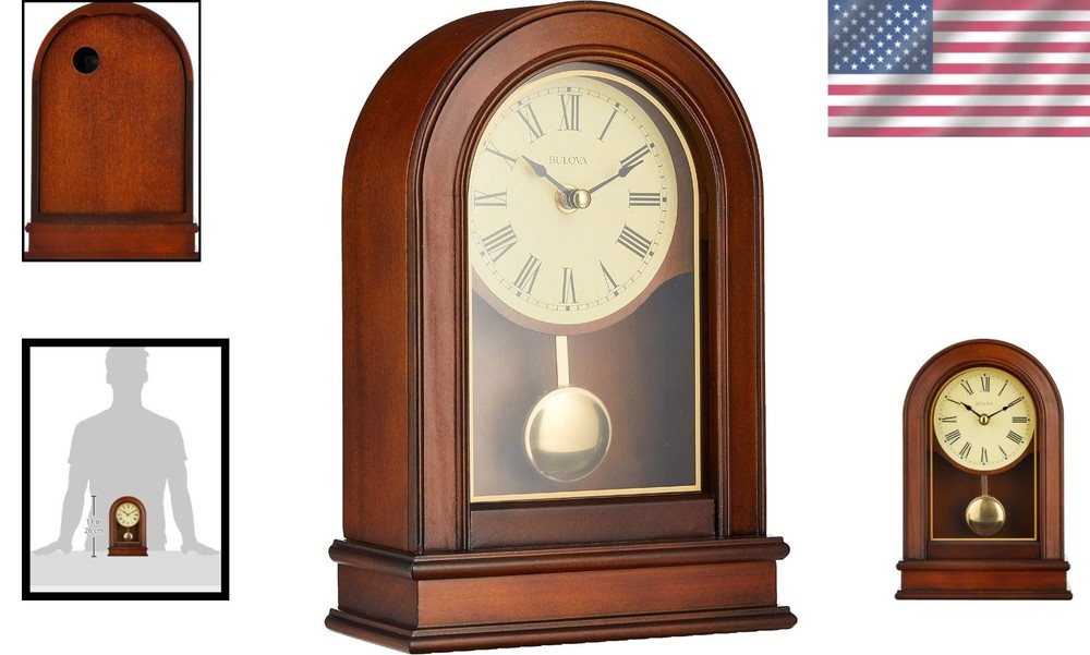 Classic Hardwick Walnut Mantel Clock with Large Analog Display - Home Essential