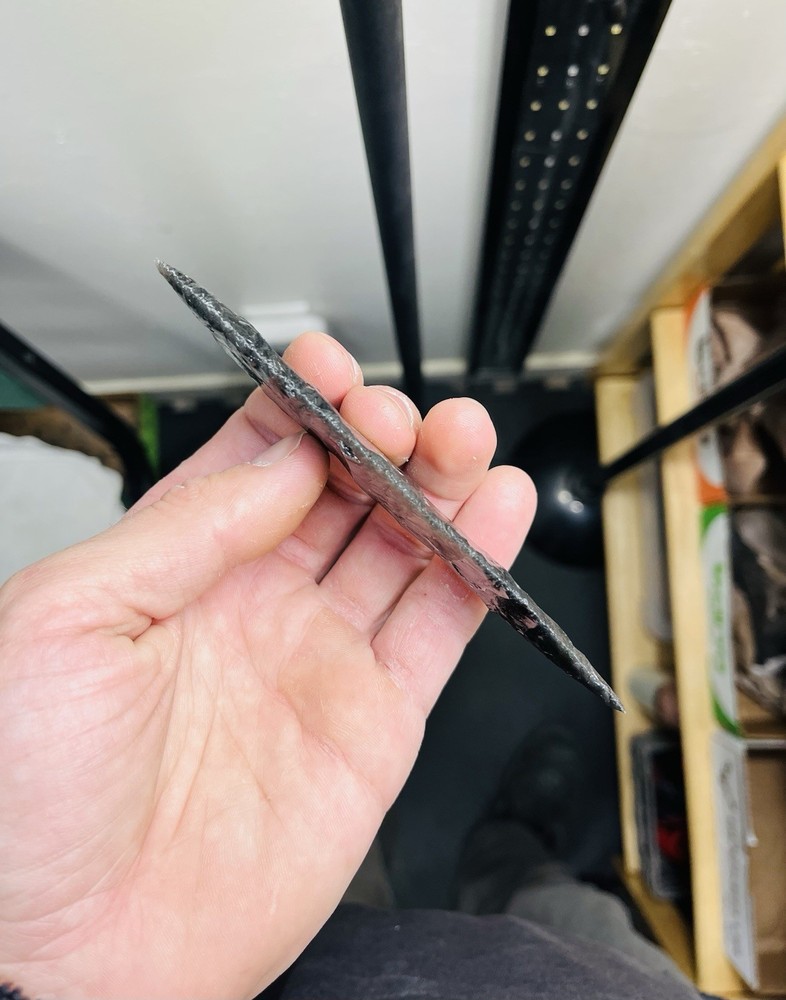 5” 1/4 Utah Black Obsidian Clovis Arrowhead.