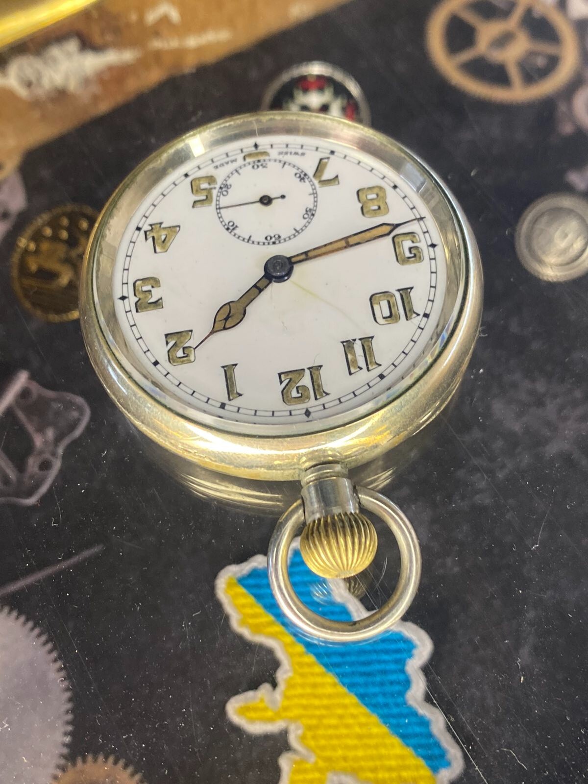 Antique Pocket Watch Mechanical Swiss Ottoman Military Chain Open Face Rare 19th