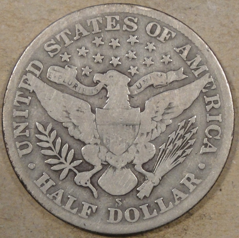 1913-S Barber Half Dollar 50c VG As Pictured