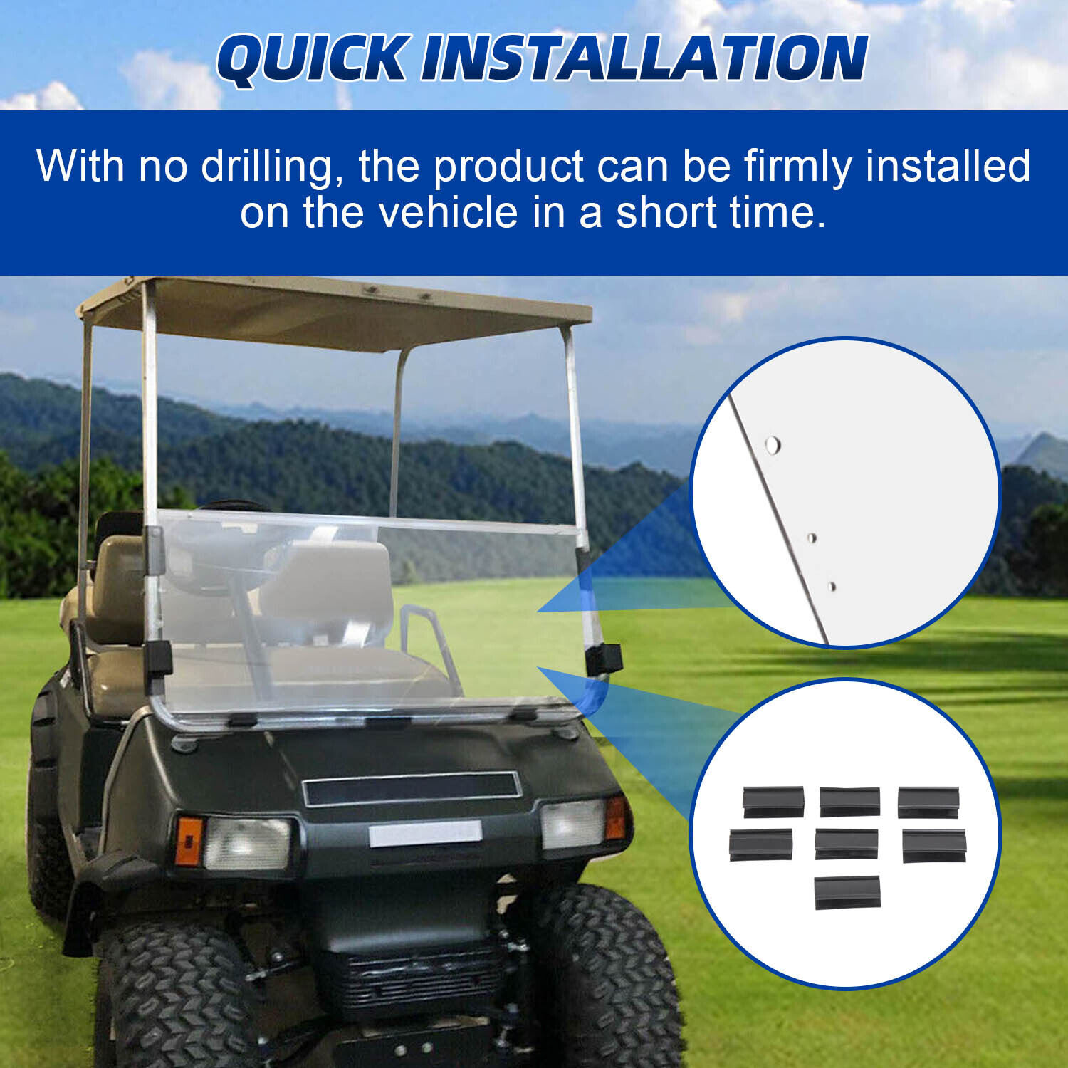 For Club Car DS 1982-2000.5 New Clear Golf Cart Windshield Folding Windscreen