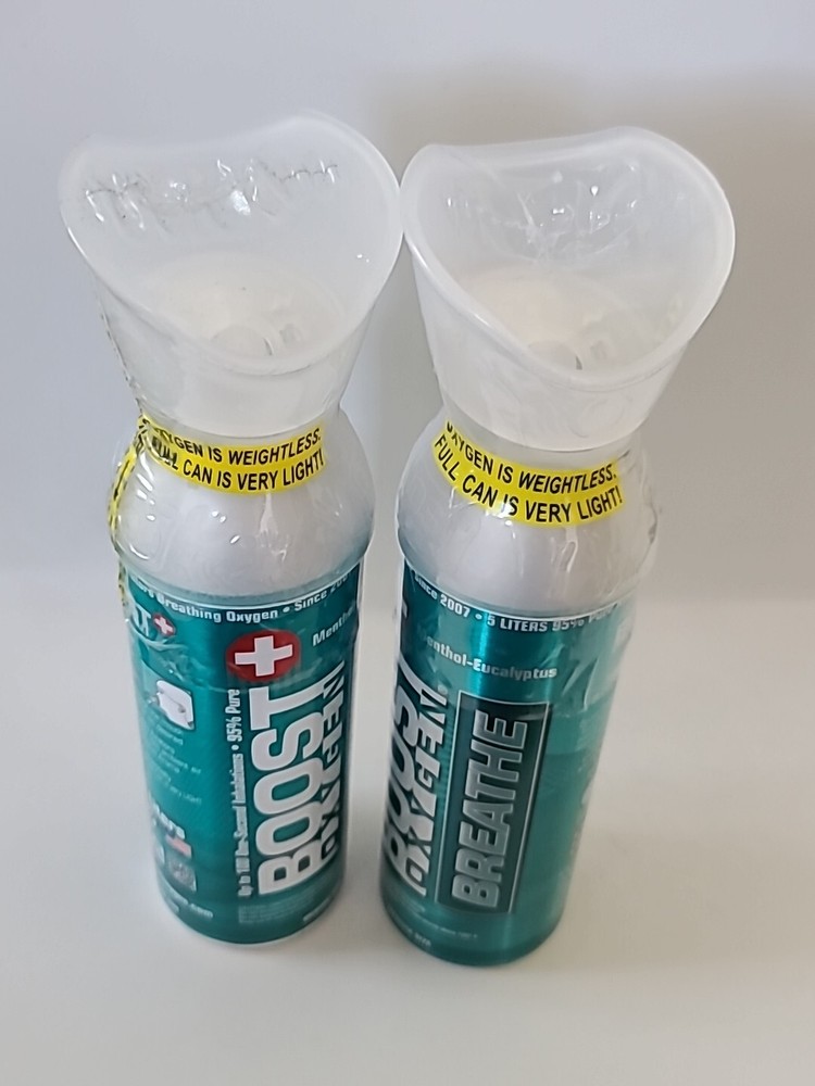 ( 2 ) BOOST OXYGEN 95% Pure Oxygen, Menthol-Eucalyptus, 5 L, MEDIUM Unit