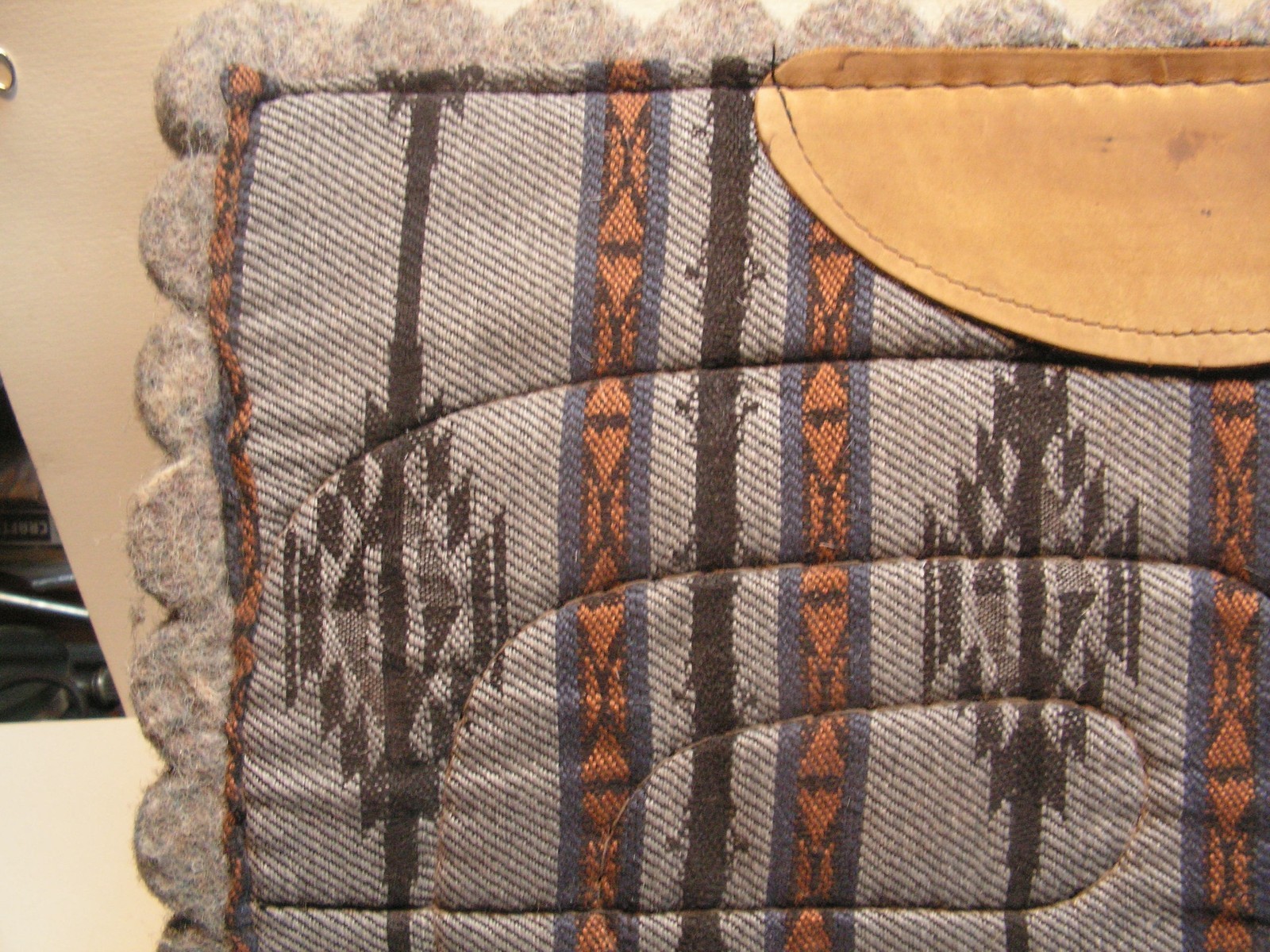 Vintage Saddle Pad Blanket Small Pony Southwestern 16 1/2" x 16" X 7/8" Leather