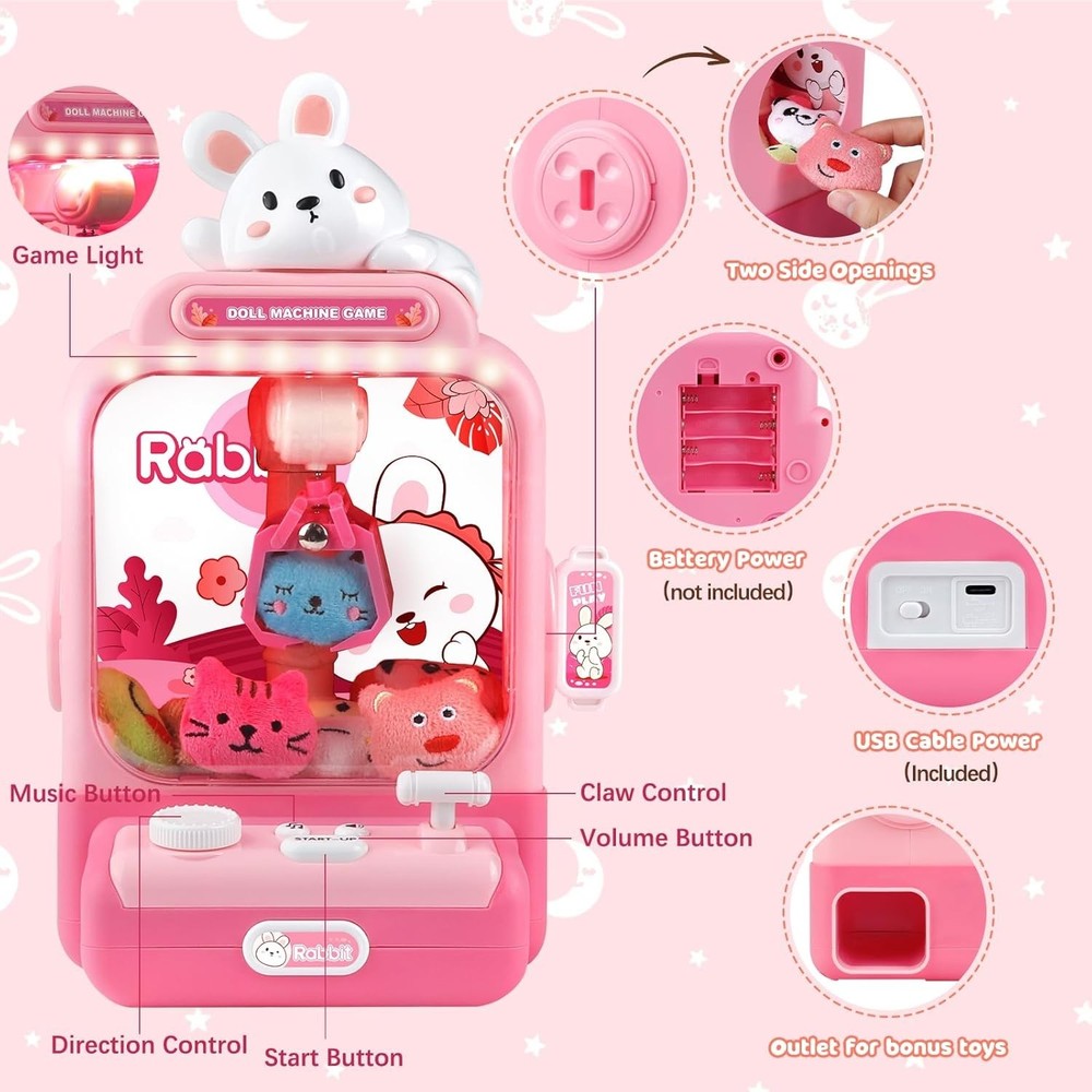 Mini Claw Machine for Kids, Lights & Sounds