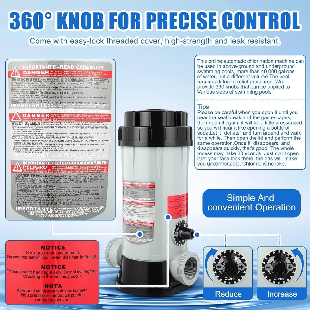 Off-Line Chlorinator Replacement for Hayward CL220 Pool Feeder w/ O-Ring