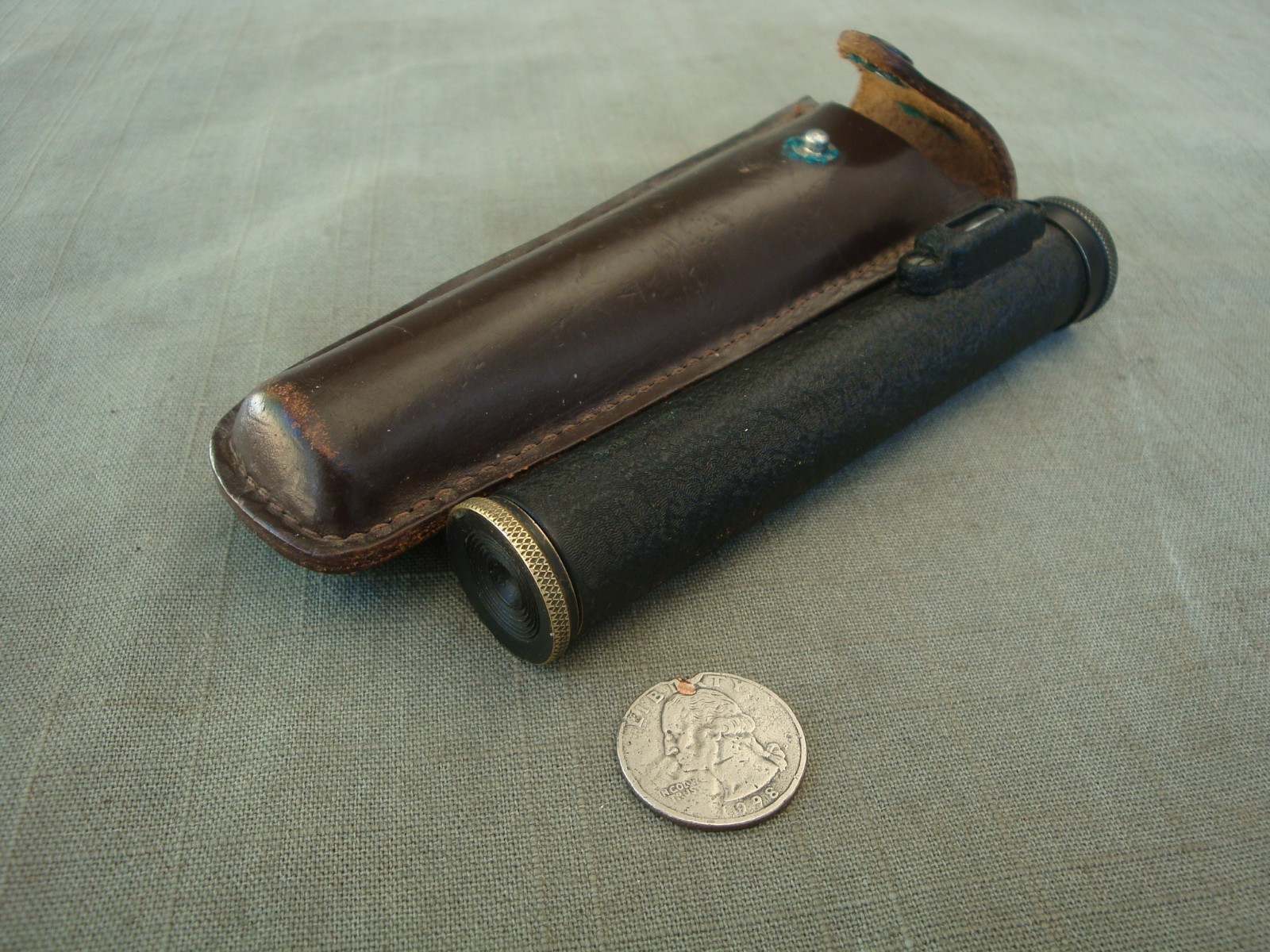 Vintage Hand Held Surveyor's Sighting Level With Leather Belt Case