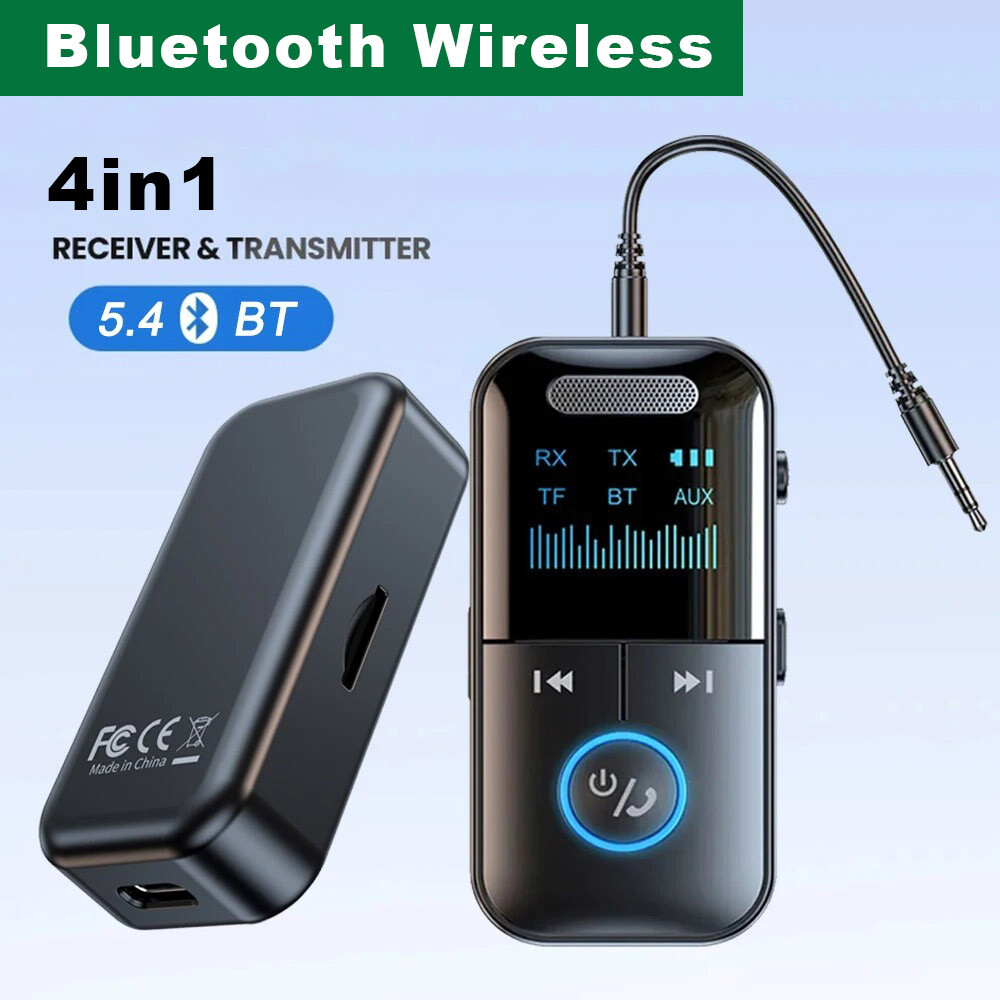 Bluetooth 5.4 Transmitter Receiver Wireless 2in1 Audio 3.5mm Jack Aux Adapter US