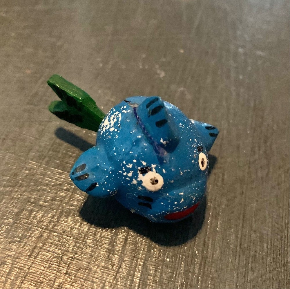 Vintage Blue Puffer Fish Bobble Tail