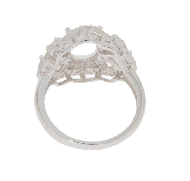Sterling Silver Semi Mount Ring Setting OV 9x7mm Halo