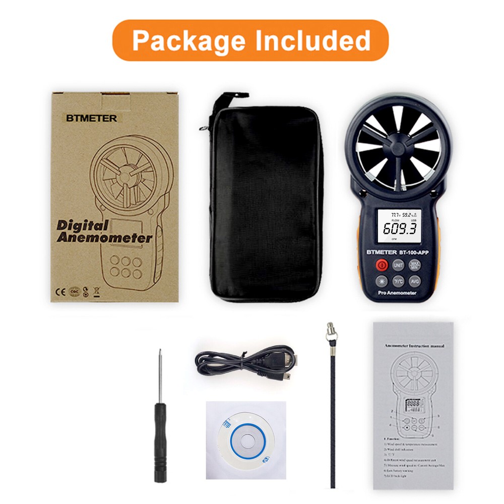 Pro Digital Anemometer Wind Meter 40M/S Air Flow HVAC Anemometer WindMeter-