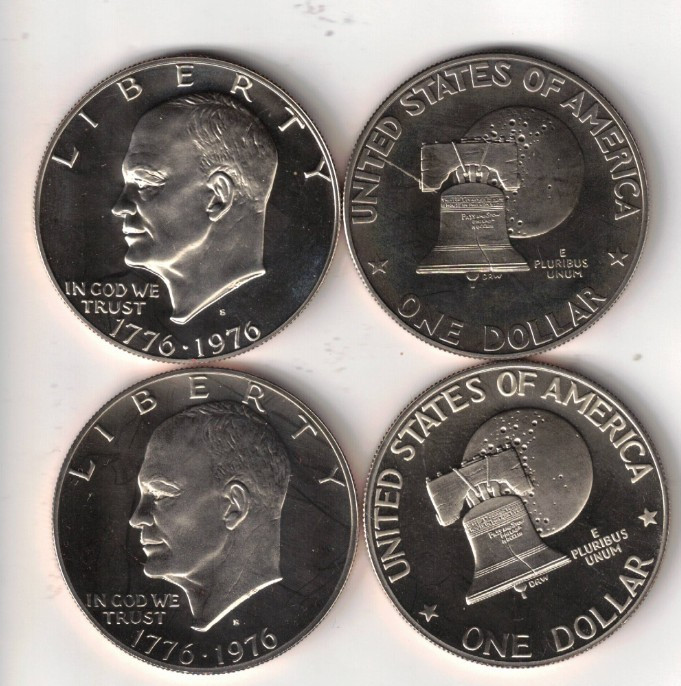 1976-S Eisenhower Dollar Type 1 & Type 2 Gem PROOF 2 Coins!