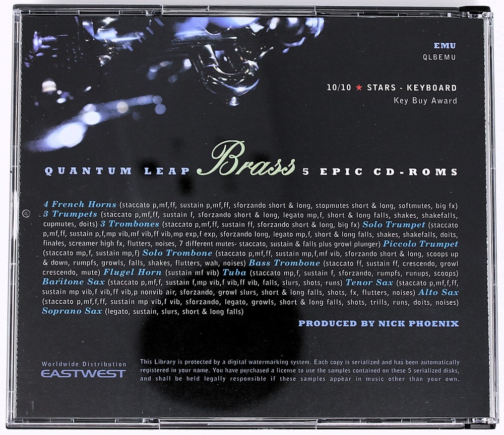 East West Quantum Leap Brass E-MU Format Sample/Sound Library/Sampling 5 CD