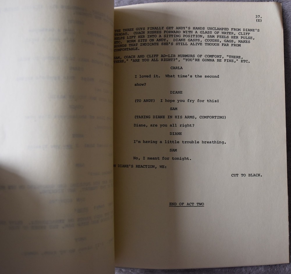 1983 Cheers (The Homicidal Ham) Original Screenplay Script