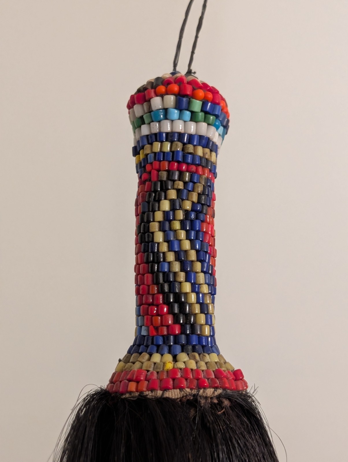 Vintage Yoruba Beaded Irukere Fly Whisk - Nigerian Tribal Art - Ifa Orisha Ase