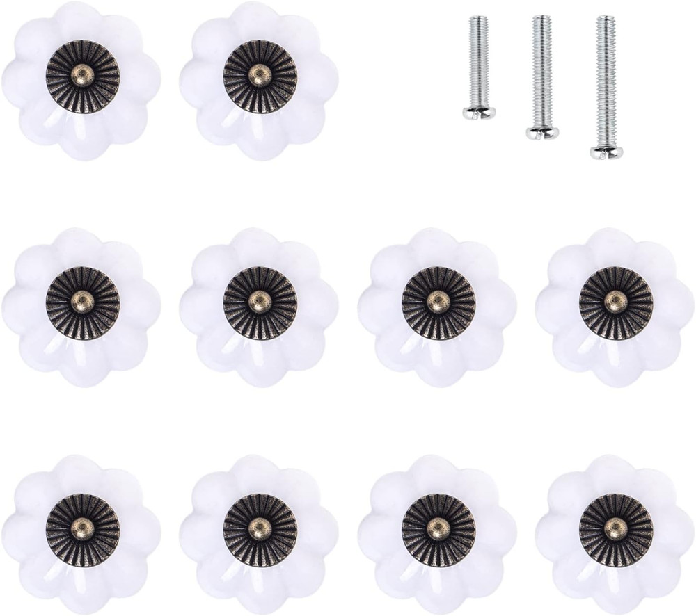 Acrylic Pumpkin Knobs, White Cabinet Knobs Set of 10 Vintage Decorative Handles