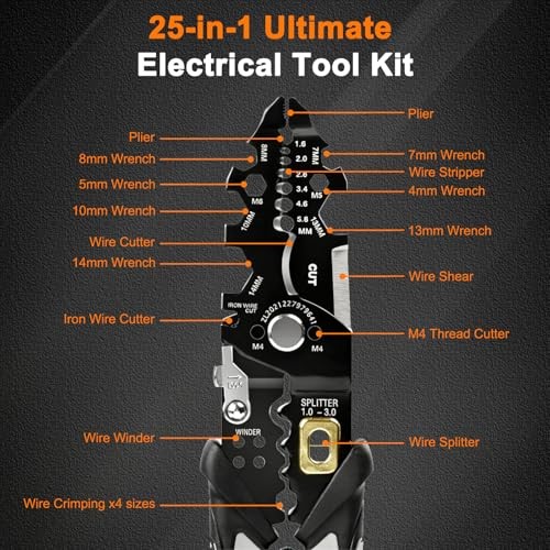 25-in-1 Multifunctional Wire Stripper - Professional Tool Black